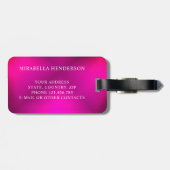 Étiquette À Bagage Monogramme Fuchsia rose Voyage brillant (Dos horizontal)
