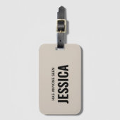Étiquette À Bagage Monogramme Funny moderne Nom personnalisé (Devant Vertical)