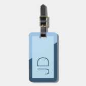 Étiquette À Bagage Monogramme géométrique bleu simple cool (Devant Vertical)