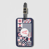 Étiquette À Bagage Monogramme géométrique géométrique rétrospectif (Devant Vertical)