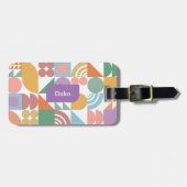 Étiquette À Bagage Monogramme géométrique mignon et moderne (Devant horizontal)