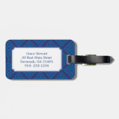 Étiquette À Bagage Monogramme géométrique principal grec bleu chic de (Dos horizontal)