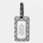 Étiquette À Bagage Monogramme géométrique principal grec gris chic de (Dos Vertical)
