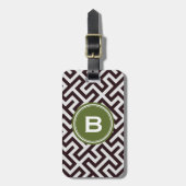 Étiquette À Bagage Monogramme géométrique principal grec noir moderne (Devant Vertical)