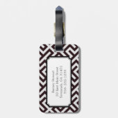 Étiquette À Bagage Monogramme géométrique principal grec noir moderne (Dos Vertical)