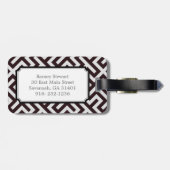 Étiquette À Bagage Monogramme géométrique principal grec noir moderne (Dos horizontal)