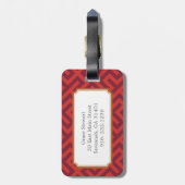 Étiquette À Bagage Monogramme géométrique principal grec rouge (Dos Vertical)