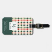 Étiquette À Bagage Monogramme Gingham Émeraude Douce (Devant horizontal)