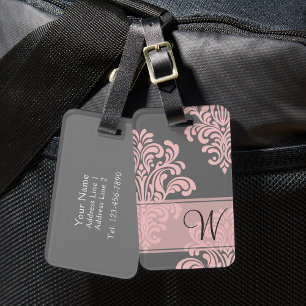 Étiquette À Bagage Monogramme Girl Damask