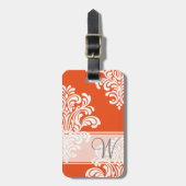 Étiquette À Bagage Monogramme Girl Damask (Devant Vertical)