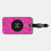 Étiquette À Bagage Monogramme Girly de Faux de parties scintillantes (Dos horizontal)