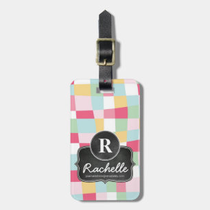 Étiquette À Bagage Monogramme Girly de tableau de mod de pastel