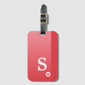 Étiquette À Bagage Monogramme Girly Red Heart Simple Moderne Chic (Devant Vertical)