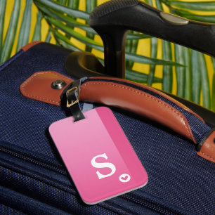 Étiquette À Bagage Monogramme Girly Rose Heart Simple Moderne Chic