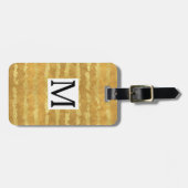 Étiquette À Bagage Monogramme Gold Glitzy Stripes (Devant horizontal)