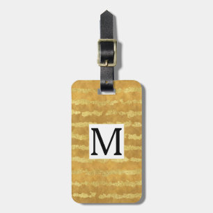 Étiquette À Bagage Monogramme Gold Glitzy Stripes