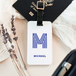 Étiquette À Bagage Monogramme Gras Moderne | N'importe quelle couleur<br><div class="desc">Cette étiquette de bagage moderne et élégante présente votre monogramme dans une initiale de typographie à la mode, rayée, de style disco. L'étiquette de bagage telle qu'elle apparaît ici comporte une lettre bleue sur un arrière - plan blanc, mais vous pouvez facilement choisir n'importe quelle couleur pour la lettre et...</div>