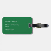 Étiquette À Bagage Monogramme Gratuit de ligne blanche simple vert (Dos horizontal)