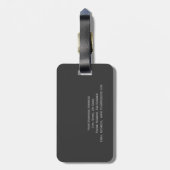 Étiquette À Bagage Monogramme Gris Beige Ajouter Votre Nom (Dos Vertical)