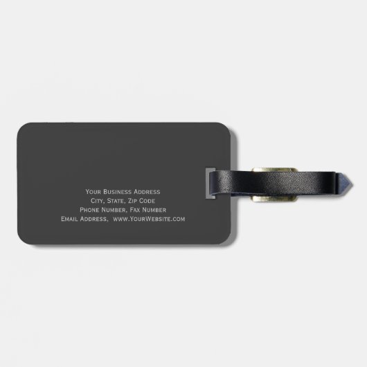 Étiquette À Bagage Monogramme Gris Beige Ajouter Votre Nom (Dos horizontal)