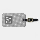 Étiquette À Bagage Monogramme gris cercles motif (Devant horizontal)