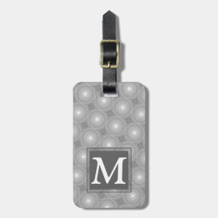 Étiquette À Bagage Monogramme gris cercles motif