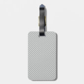 Étiquette À Bagage Monogramme gris et jaune de point de polka (Dos Vertical)