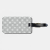 Étiquette À Bagage Monogramme gris et jaune de point de polka (Dos horizontal)