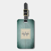 Étiquette À Bagage Monogramme gris-foncé bleu de texture élégante (Devant Vertical)