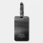 Étiquette À Bagage Monogramme Gris foncé en acier brossé (Dos Vertical)
