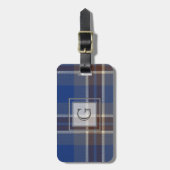 Étiquette À Bagage Monogramme Gris Gris Tartan Cadeaux Pour Hommes Cu (Devant Vertical)