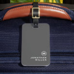 Étiquette À Bagage Monogramme gris minimal moderne<br><div class="desc">Le design moderne des étiquettes de bagage comprend un simple monogramme gris avec votre initiale monogramme et nom en typographie noire classique pour un look professionnel simple et élégant.</div>