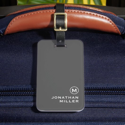 Étiquette À Bagage Monogramme gris minimal moderne (Insitu Rectoal 2)