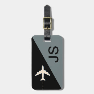 Étiquette À Bagage monogramme gris noir