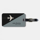 Étiquette À Bagage monogramme gris noir (Dos horizontal)