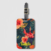 Étiquette À Bagage Monogramme hawaïen tropical (Devant Vertical)