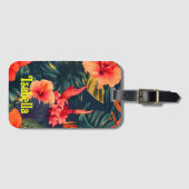 Étiquette À Bagage Monogramme hawaïen tropical (Devant Horizontal)