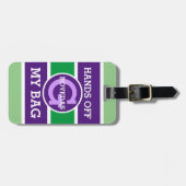 Étiquette À Bagage Monogramme Hors Mon Sac sur Vert Blanc Violet (Devant horizontal)