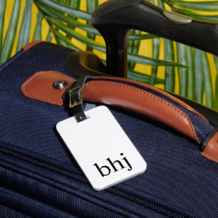 Étiquette À Bagage Monogramme initial blanc simple