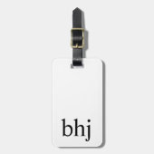 Étiquette À Bagage Monogramme initial blanc simple (Devant Vertical)