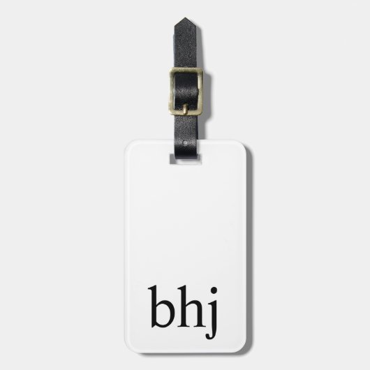 Étiquette À Bagage Monogramme initial blanc simple (Devant Vertical)