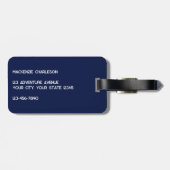 Étiquette À Bagage Monogramme initial bleu marine (Dos horizontal)