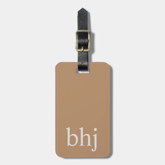 Étiquette À Bagage Monogramme initial Brown (Devant Vertical)