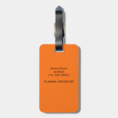 Étiquette À Bagage Monogramme Initial Cadre Blanc Orange Citrouille (Dos Vertical)