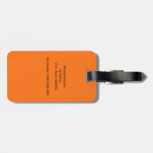 Étiquette À Bagage Monogramme Initial Cadre Blanc Orange Citrouille (Dos horizontal)