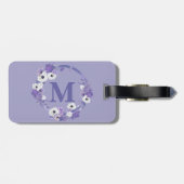 Étiquette À Bagage Monogramme initial de germe de fleurs violettes (Dos horizontal)