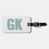 Étiquette À Bagage Monogramme initial du Monogramme d'ombre bleu vert (Devant horizontal)