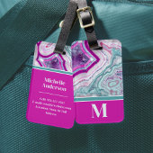 Étiquette À Bagage Monogramme Initial Élégant Agate