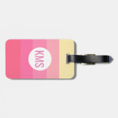 Étiquette À Bagage Monogramme initial mignon rose rayures Girls (Dos horizontal)