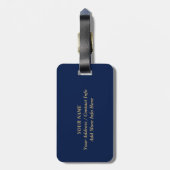 Étiquette À Bagage Monogramme initial minimum bleu et or moderne (Dos Vertical)